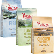 3 x 2,5 kg Purizon torrfoder i blandpack - prova nu! - Kyckling & fisk/ Lamm & fisk/ Fisk