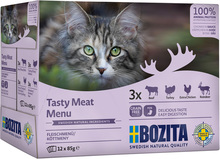12 x 85 g Bozita Pouch våtfoder katt till sparpris! - Bitar i sås mixpack kött