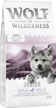 Økonomipakke: 2 x 12 kg Wolf of Wilderness - JUNIOR Wild Hills Kylling