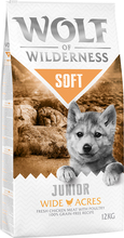 Økonomipakke: 2 x 12 kg Wolf of Wilderness - Soft & Strong JUNIOR Wide Acres Kylling
