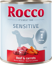 Økonomipakke: Rocco Sensitive 24 x 800 g - Okse & gulerod