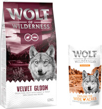 12 kg Wolf of Wilderness 12 kg + 100 g Training "Explore" på köpet! - Velvet Gloom - Turkey & Trout