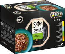 Sheba 12 x 85 g portionsform i blandpack - Sauce Collection (kanin; öring; kyckling; kalkon & kyckling)