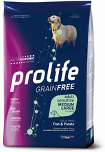 Prolife Grain Free Adult Sensitive Medium/Large Fish & Potatoes (kornfri voksen, medium/stor) - 10 kg