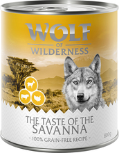 Økonomipakke: 12 x 800 g Wolf of Wilderness "The Taste Of" - The Taste Of Savanna