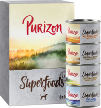 Purizon 6 x i olika storlekar till prova-på-pris! - Superfoods Mixpack (2 x kyckling, 2 x tonfisk, 1 x vildsvin, 1 x vilt) (6 x 140 g)