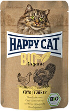 Ekonomipack: Happy Cat Ekologisk Pouch 24 x 85 g - Ekologisk Kyckling & Ekologisk Kalkon