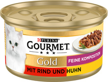 Ekonomipack: Gourmet Gold Fine Composition 24 x 85 g - Nötkött + Kyckling