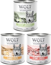Blandpack: Wolf of Wilderness våtfoder - 6 x 800 g burk: Expedition Adult (Poultry & Beef, Poultry & Chicken, Poultry & Lamb)