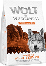 Prova-på-pris! Wolf of Wilderness torrfoder för hund! - Explore The Mighty Summit- Performance (400 g)