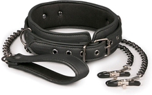 Easytoys Leather Collar With Nipple Chains Halsband med bröstklämmor