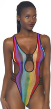 Leg Avenue Rainbow Fishnet Bodysuit One Size Teddy