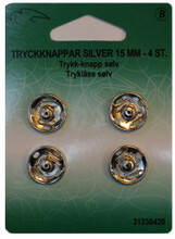 Tryckknappar Silver 15mm 4 st.