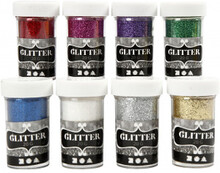 Glitter, mixade frger, 8x20 g/ 1 frp.