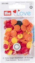 Prym Lov Color Snaps Tryckknappar Plastblomma 12,4mm Bland. Rd/Orange