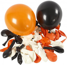 Ballonger, svart, orange, vit, runda, Dia. 23-26 cm, 100 st./ 1 frp.