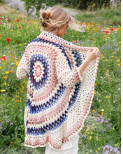 Summer Sunset by DROPS Design - Cardigan Virkmnster str. S - XXXL - Small/Medium