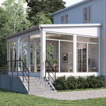 Fasademontert Med Ubrutt Tak Kjenne - Glassveranda/Hagestue 5280 X 3482 Mm, 1 Dør + 1 Overlys