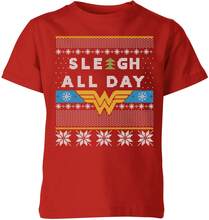 Wonder Woman 'Sleigh All Day Kids' Christmas T-Shirt - Red - 5-6 Years - Red