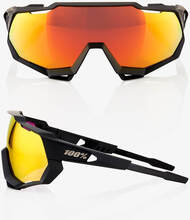 100% Speedtrap Sunglasses with HiPER Mirror Lens - Soft Tact Black/Red Lens