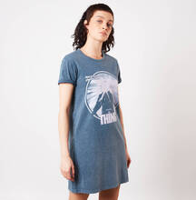 The Thing Man Is The Warmest Place To Hide Women's T-Shirt Dress - Navy Acid Wash - XS