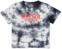 Stranger Things Logo Women's Cropped T-Shirt - Black Tie Dye - L - Black Tie Dye