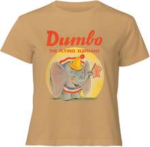 Dumbo Flying Elephant Women's Cropped T-Shirt - Tan - S - Tan