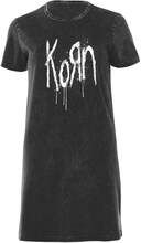 Korn Splatter Women's T-Shirt Dress - Black Acid Wash - XXL