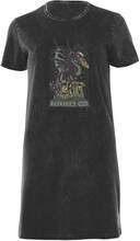 Trivium Dragon Women's T-Shirt Dress - Black Acid Wash - XXL