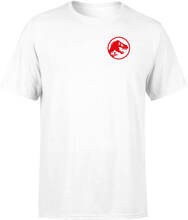 Jurassic Park Red Logo Embroidered Men's T-Shirt - White - S