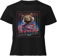 Guardians of the Galaxy Glowing Rocket Raccoon Women's Cropped T-Shirt - Black - XS