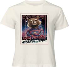 Guardians of the Galaxy Glowing Rocket Raccoon Women's Cropped T-Shirt - Cream - XS