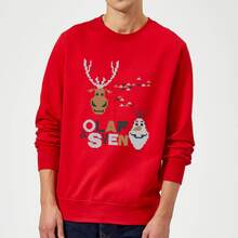 Disney Frozen Christmas Olaf And Snowmens Red Christmas Jumper - L