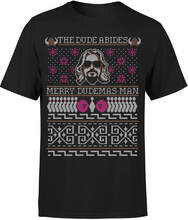 The Dude Abides Merry Dudemas Man Men's Christmas T-Shirt - Black - M