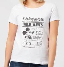 Disney Mickey Mouse Retro Poster Wild Waves Women's T-Shirt - White - M - White
