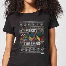 Rubiks Merry Cubemas Women's Christmas T-Shirt - Black - 3XL - Black