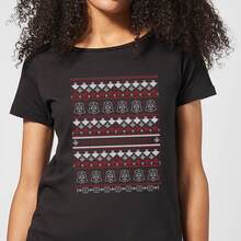 Star Wars On The Naughty List Pattern Women's Christmas T-Shirt - Black - S - Black