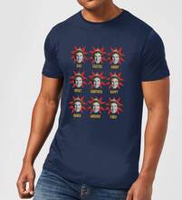 Elf Faces Men's Christmas T-Shirt - Navy - S