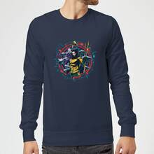 Aquaman Circular Portrait Sweatshirt - Navy - S - Navy