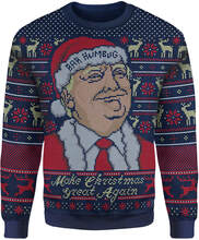IWOOT Exclusive Donald Trump Knitted Christmas Jumper - Navy - S