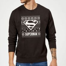 DC Superman Christmas Knit Logo Black Christmas Jumper - M