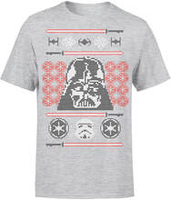 Star Wars Christmas Darth Vader Face Sabre Knit Grey T-Shirt - S