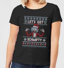 Rick and Morty Lets Get Schwifty Women's Christmas T-Shirt - Black - S