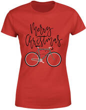 Bike Lights Women's Christmas T-Shirt - Red - XS