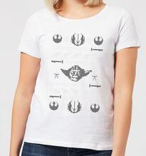 Star Wars Yoda Sabre Knit Women's Christmas T-Shirt - White - S - White