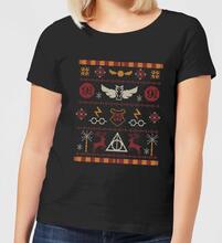 Harry Potter Knit Women's Christmas T-Shirt - Black - S