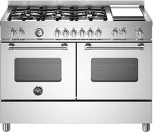 Bertazzoni MAS126G2EXT Master Gasskomfyr med dobbelovn 120 cm, Rustfritt Stål