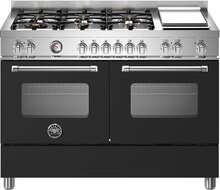 Bertazzoni MAS126G2ENET Master Gasskomfyr med dobbelovn 120 cm, Matt Svart