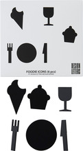 Design Letters Organise with Icons, Foodie Svart