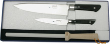MAC Knivsett 3-deler Kokkekniv MBK-85 Grønnsakskniv PKF-50 og Bryne